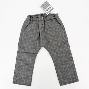 NWT Wheat Gustav Trousers Gray Plaid Size 12 Months Cotton